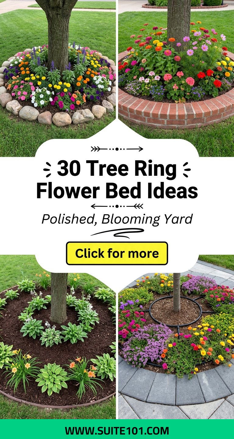 30 Tree Ring Flower Bed Ideas for a Polished Blooming Yard - 30 Tree Ring Flower Bed Ideas for a Polished, Blooming Yard