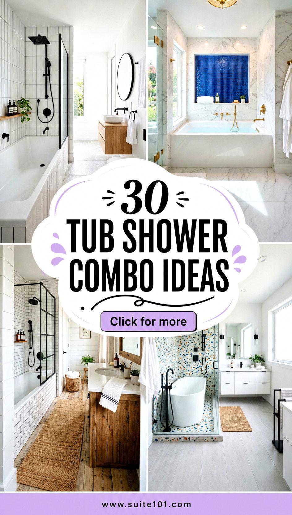 30 Tub Shower Combo Ideas for a Beautiful Space-Saving Bath - 30 Tub Shower Combo Ideas for a Beautiful, Space-Saving Bath
