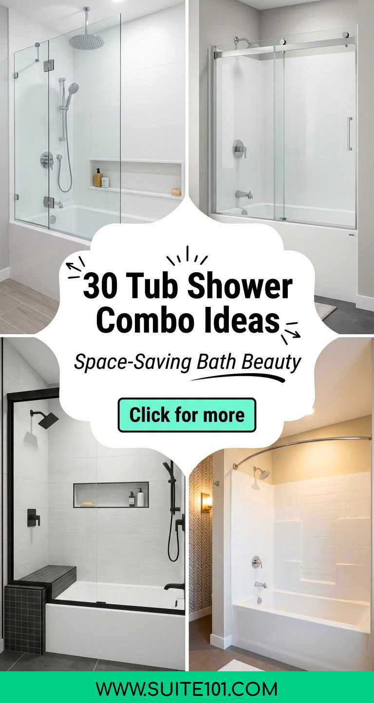 30 Tub Shower Combo Ideas for a Beautiful Space-Saving Bath - 30 Tub Shower Combo Ideas for a Beautiful, Space-Saving Bath