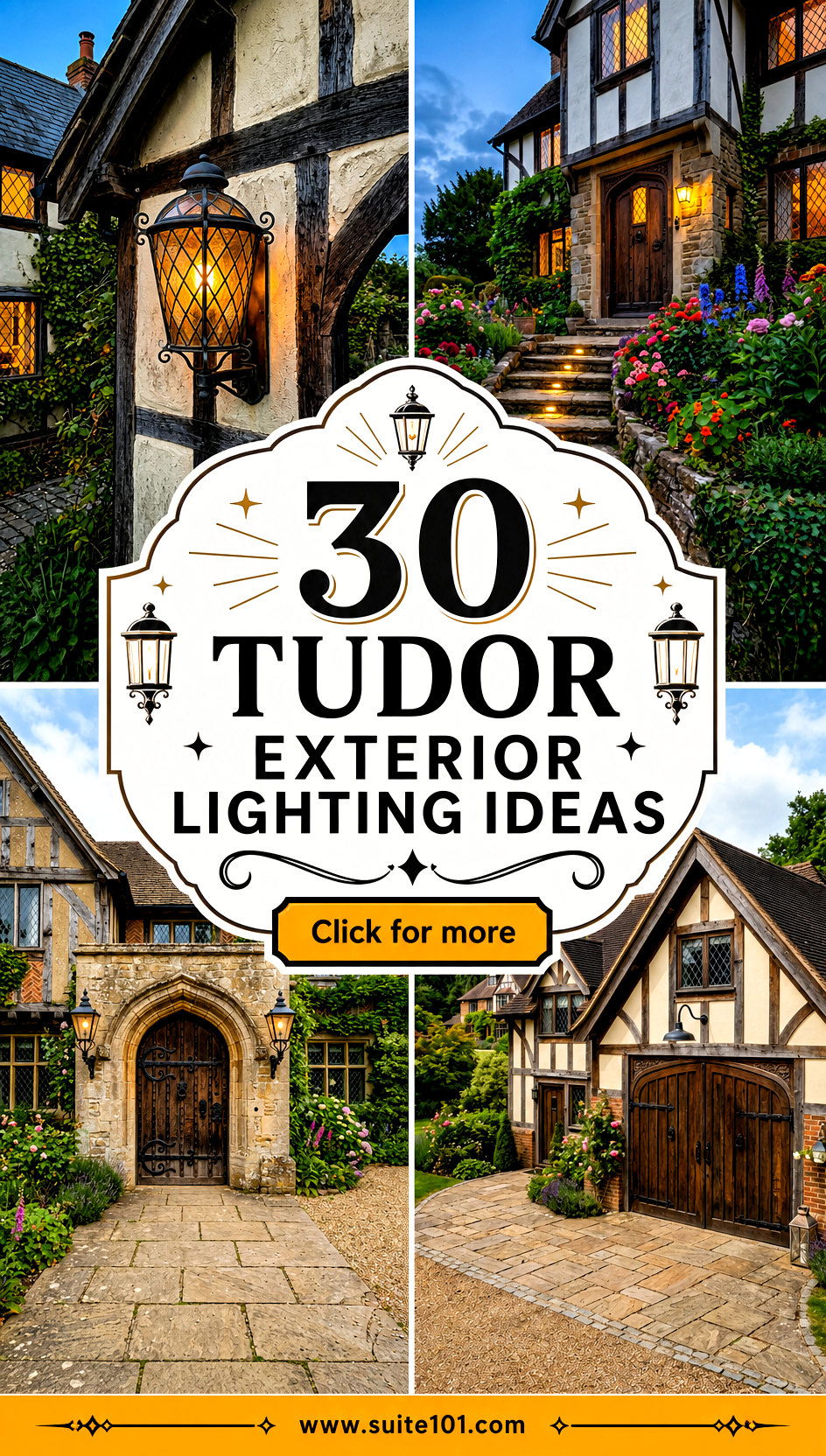 30 Tudor Exterior Lighting Ideas for Classic Curb Appeal - 30 Tudor Exterior Lighting Ideas for Classic Curb Appeal