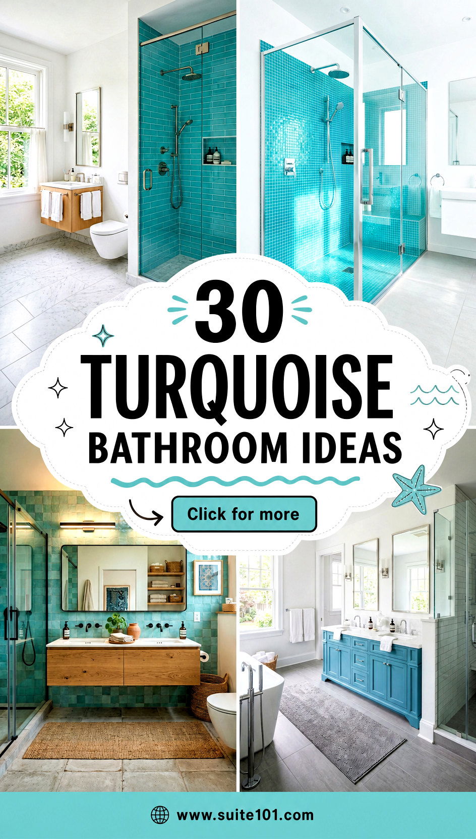 30 Turquoise Bathroom Ideas for a Fresh Resort-Style Look - 30 Turquoise Bathroom Ideas for a Fresh, Resort-Style Look