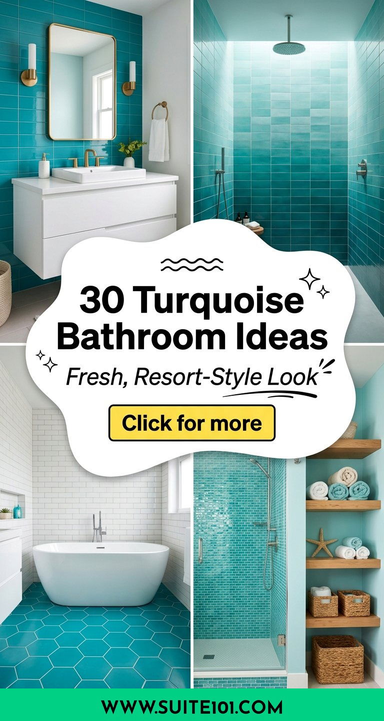 30 Turquoise Bathroom Ideas for a Fresh Resort-Style Look - 30 Turquoise Bathroom Ideas for a Fresh, Resort-Style Look