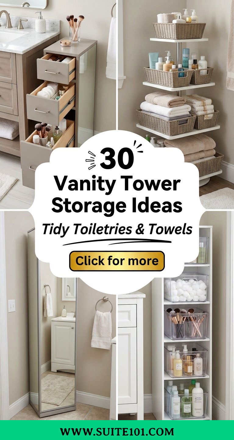 30 Vanity Tower Storage Ideas to Tidy Toiletries and Towels - 30 Vanity Tower Storage Ideas to Tidy Toiletries and Towels