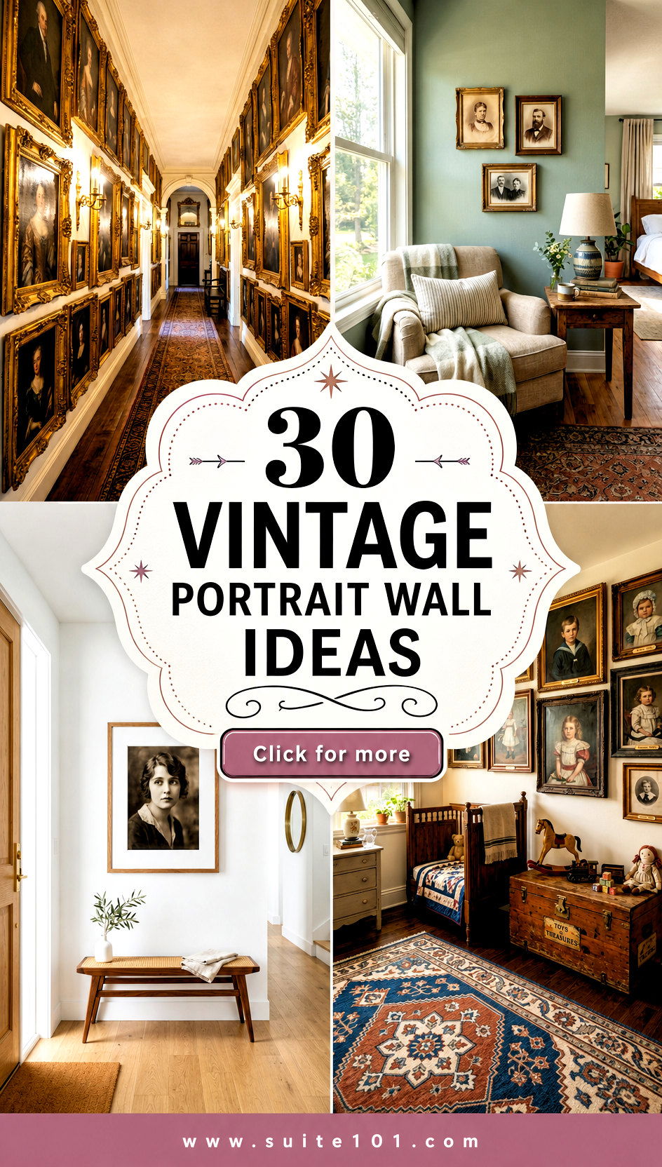 30 Vintage Portrait Wall Ideas for a Gallery-Worthy Look Now - 30 Vintage Portrait Wall Ideas for a Gallery-Worthy Look Now