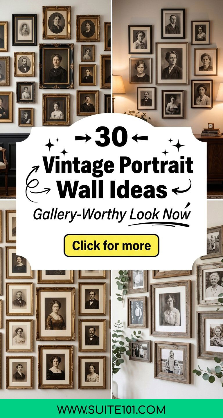 30 Vintage Portrait Wall Ideas for a Gallery-Worthy Look Now - 30 Vintage Portrait Wall Ideas for a Gallery-Worthy Look Now