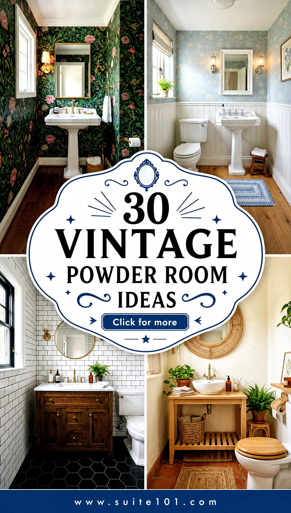 30 Vintage Powder Room Ideas for Bold Style in Small Spaces - 30 Vintage Powder Room Ideas for Bold Style in Small Spaces