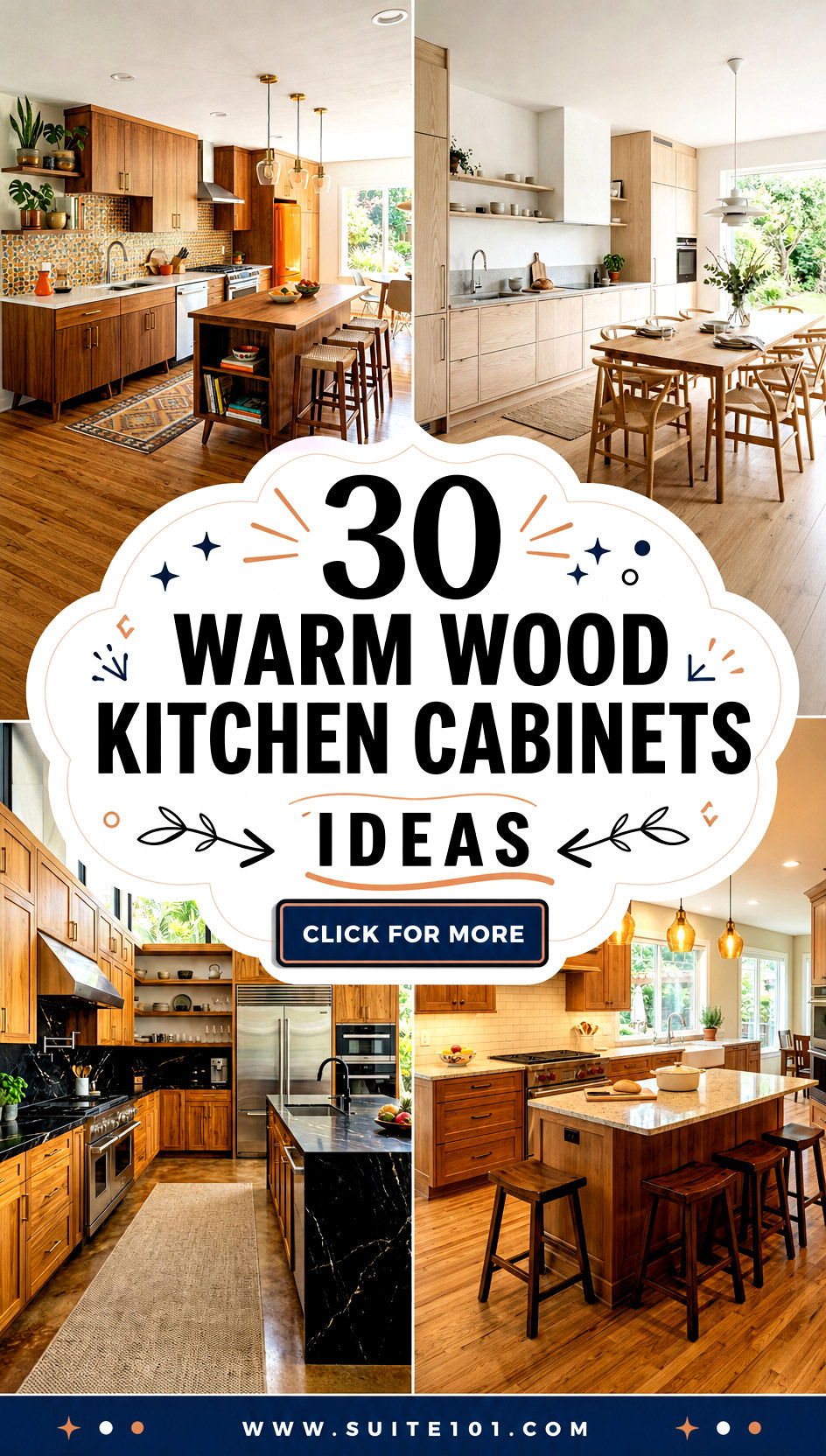 30 Warm Wood Kitchen Cabinets Ideas for a Rich Inviting Feel - 30 Warm Wood Kitchen Cabinets Ideas for a Rich, Inviting Feel