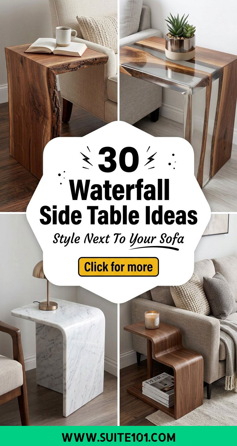 30 Waterfall Side Table Ideas to Add Style Next to Your Sofa - 30 Waterfall Side Table Ideas to Add Style Next to Your Sofa