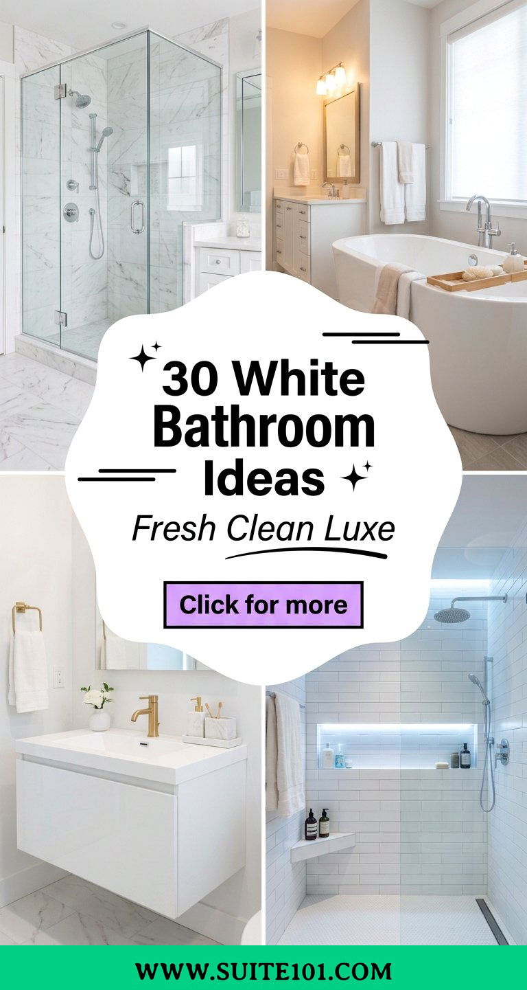 30 White Bathroom Ideas That Feel Fresh Clean and Luxurious - 30 White Bathroom Ideas That Feel Fresh, Clean, and Luxurious