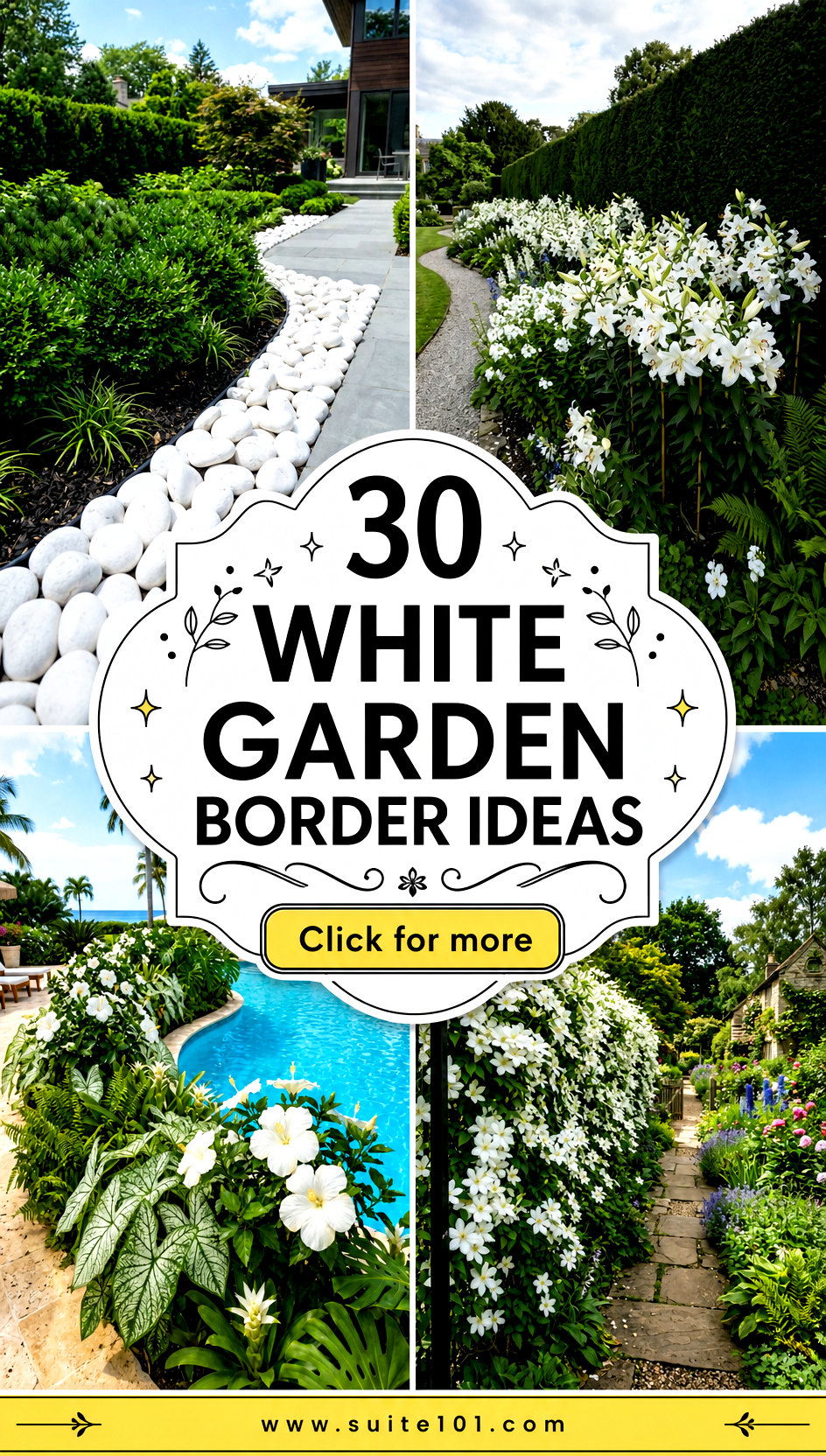 30 White Garden Border Ideas to Define Beds with Crisp Contrast - 30 White Garden Border Ideas to Define Beds with Crisp Contrast