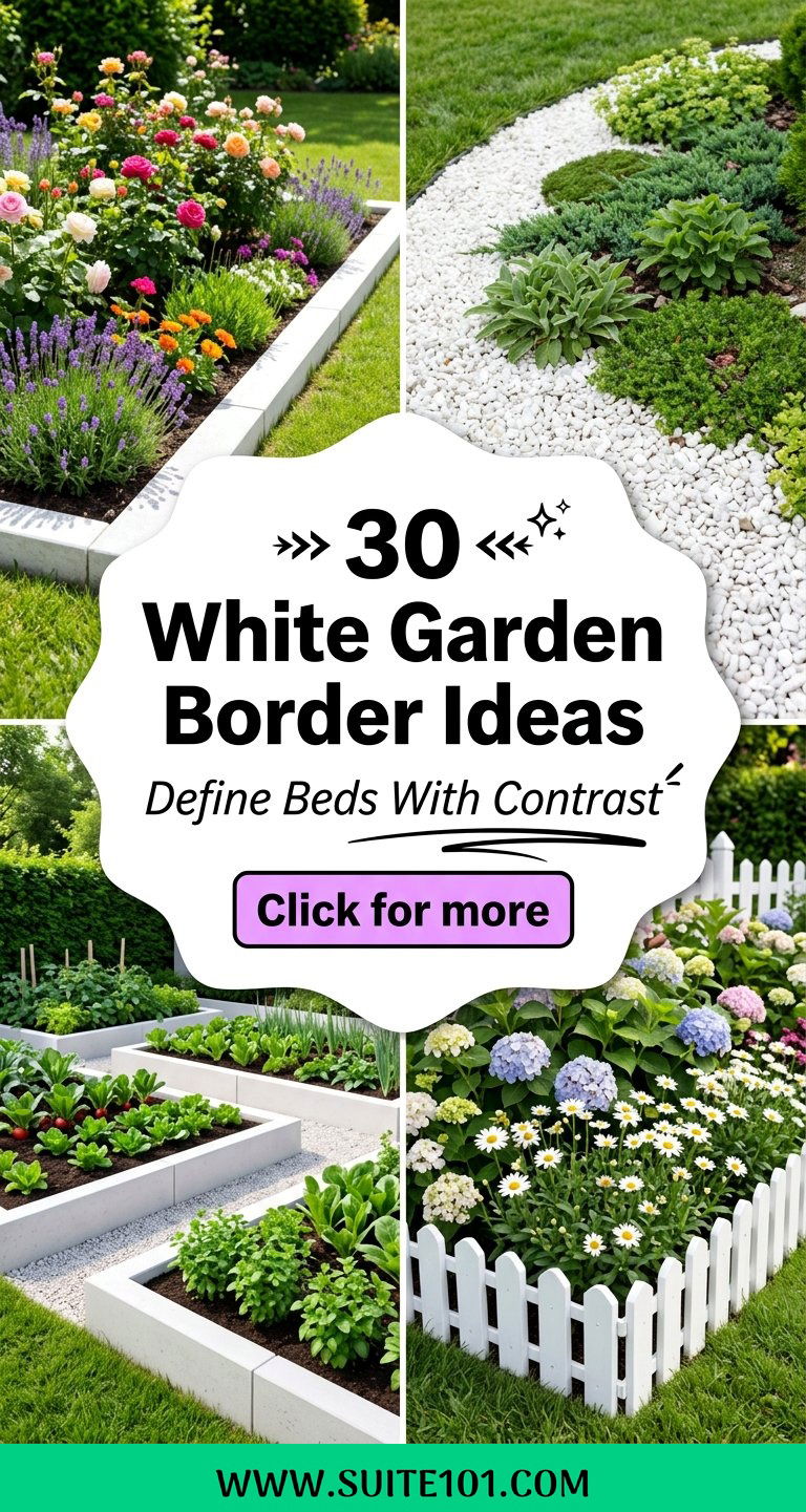 30 White Garden Border Ideas to Define Beds with Crisp Contrast - 30 White Garden Border Ideas to Define Beds with Crisp Contrast