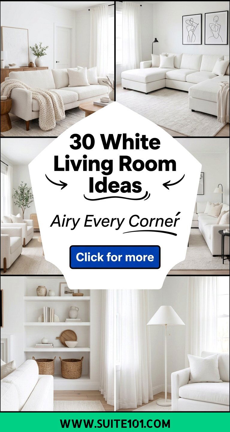 30 White Living Room Ideas to Make Every Corner Feel Airy - 30 White Living Room Ideas to Make Every Corner Feel Airy