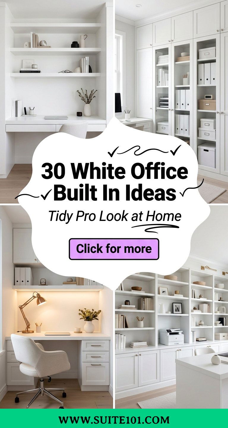 30 White Office Built In Ideas for a Tidy Pro Look at Home - 30 White Office Built In Ideas for a Tidy, Pro Look at Home