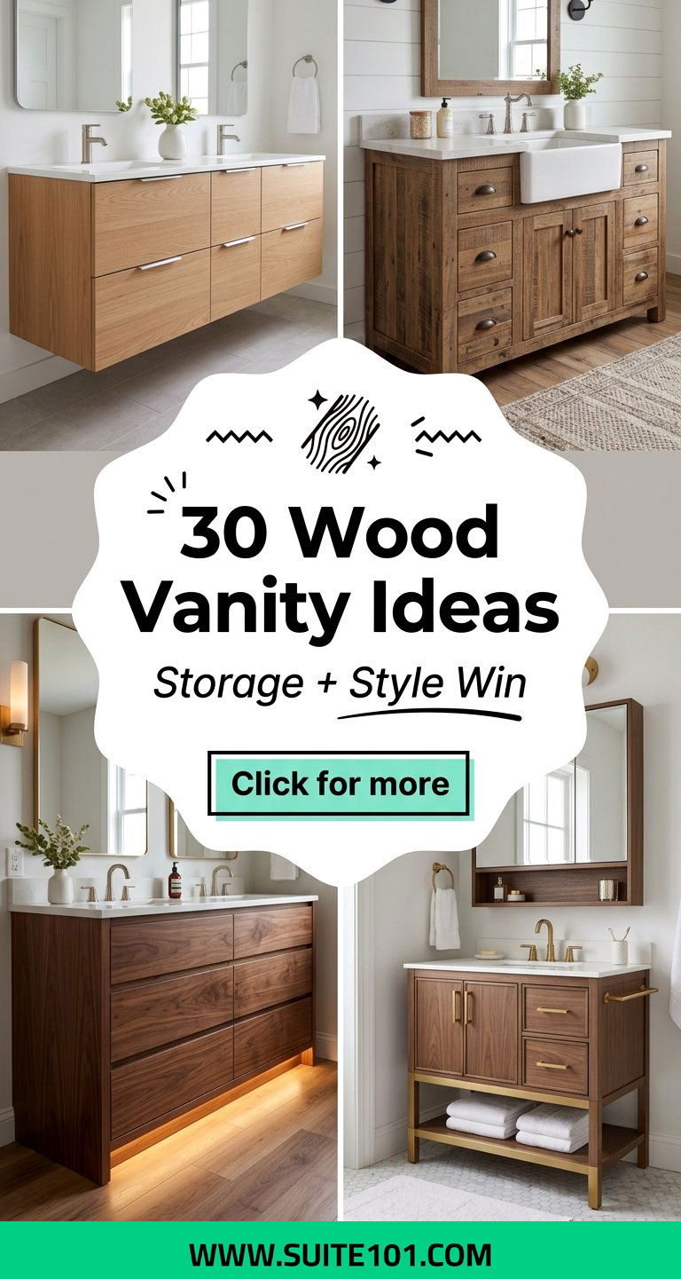 30 Wood Vanity Ideas to Upgrade Your Bathrooms Style and Storage - 30 Wood Vanity Ideas to Upgrade Your Bathroom's Style and Storage