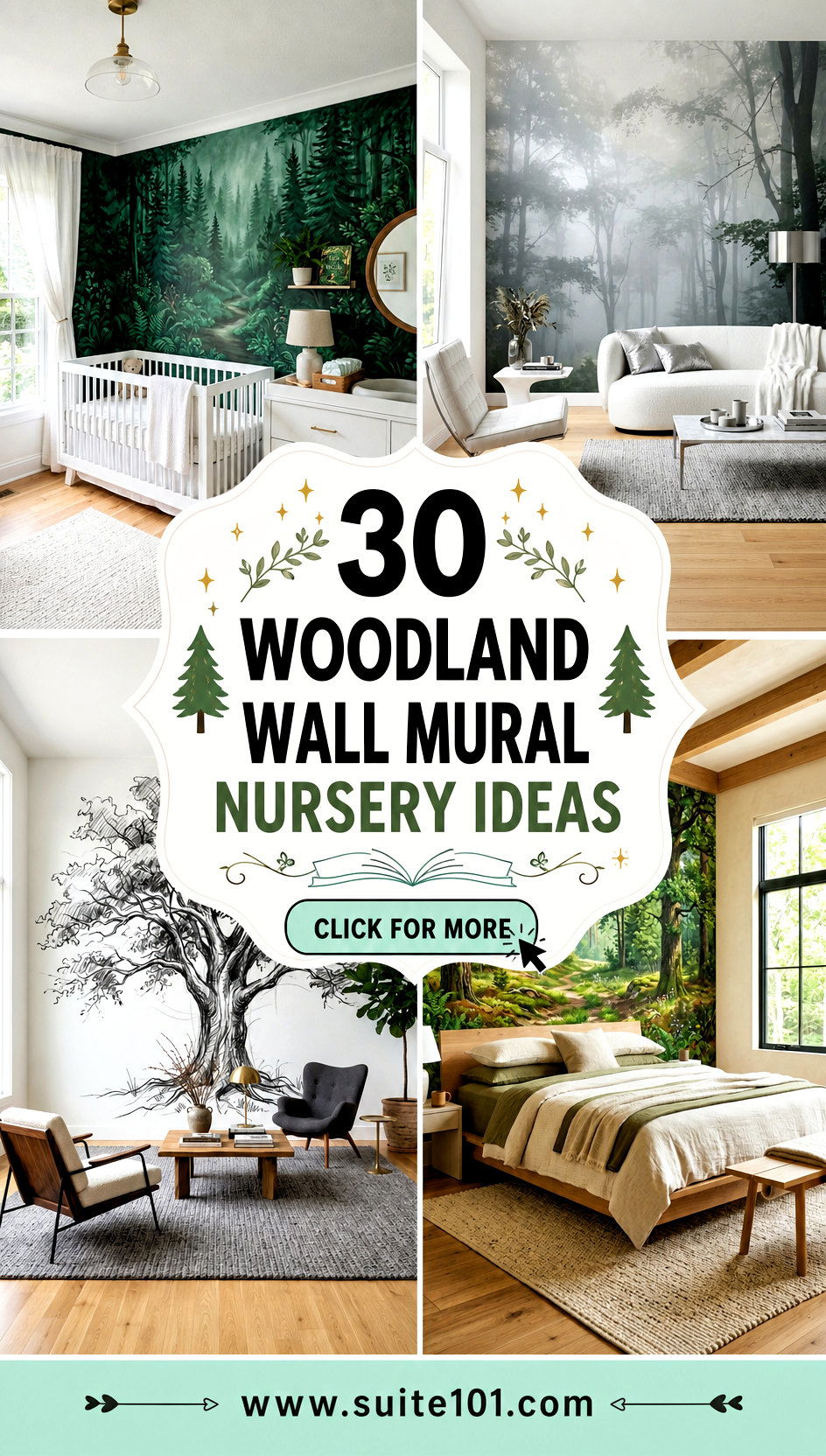 30 Woodland Wall Mural Nursery Ideas for Magical Accent Walls - 30 Woodland Wall Mural Nursery Ideas for Magical Accent Walls