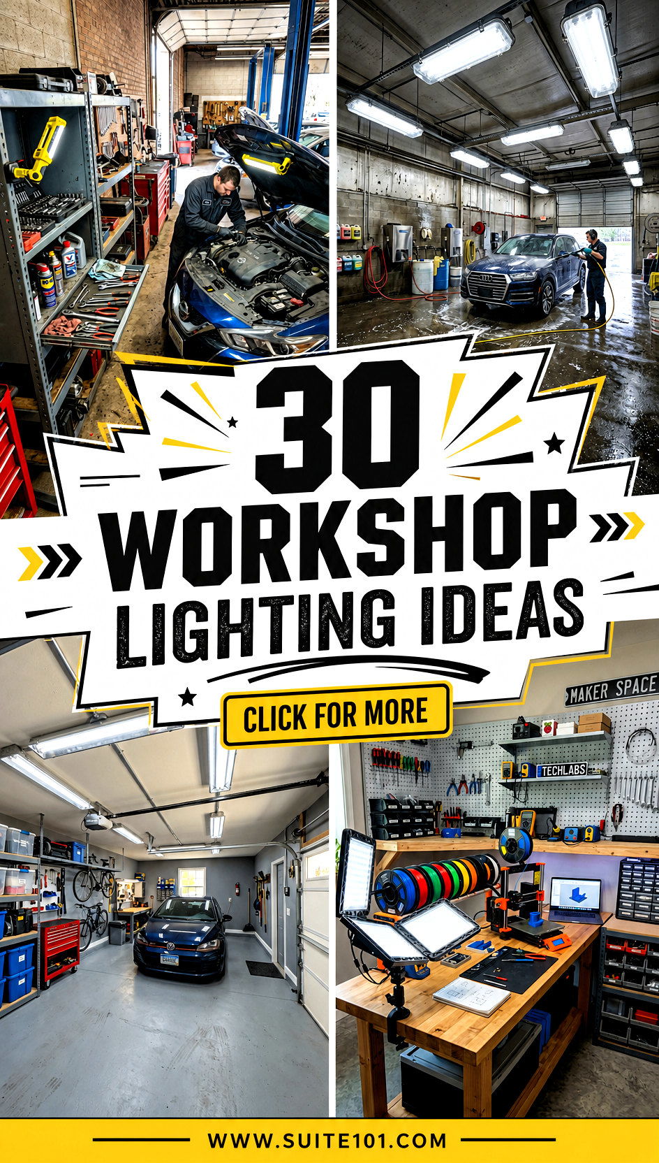 30 Workshop Lighting Ideas for a Bright Safe Workspace - 30 Workshop Lighting Ideas for a Bright, Safe Workspace