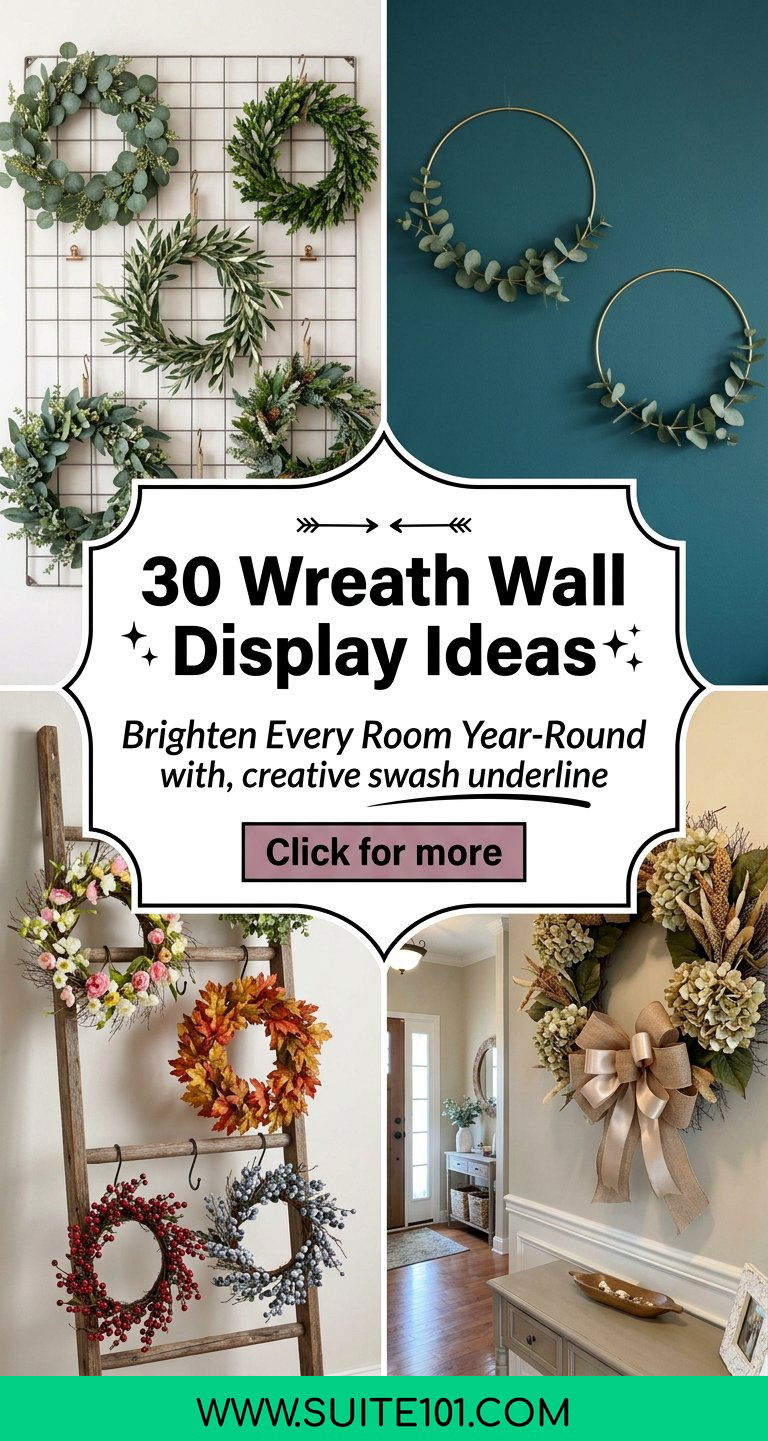 30 Wreath Wall Display Ideas to Brighten Every Room All Year - 30 Wreath Wall Display Ideas to Brighten Every Room All Year