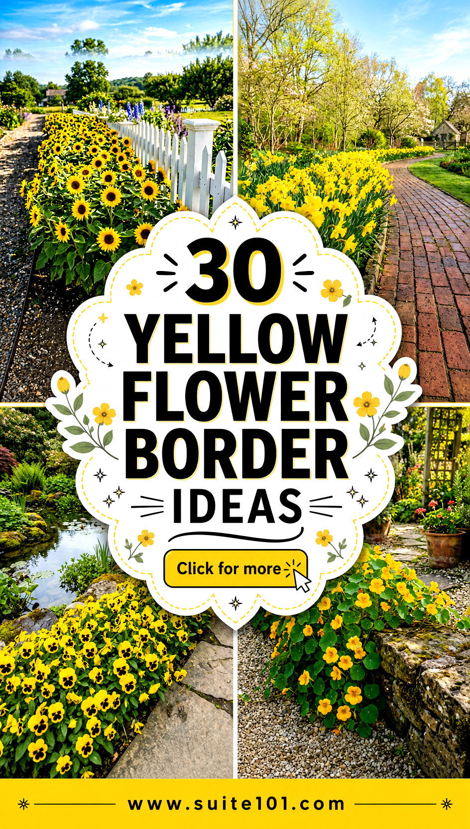 30 Yellow Flower Border Ideas to Brighten Your Garden All Season - 30 Yellow Flower Border Ideas to Brighten Your Garden All Season