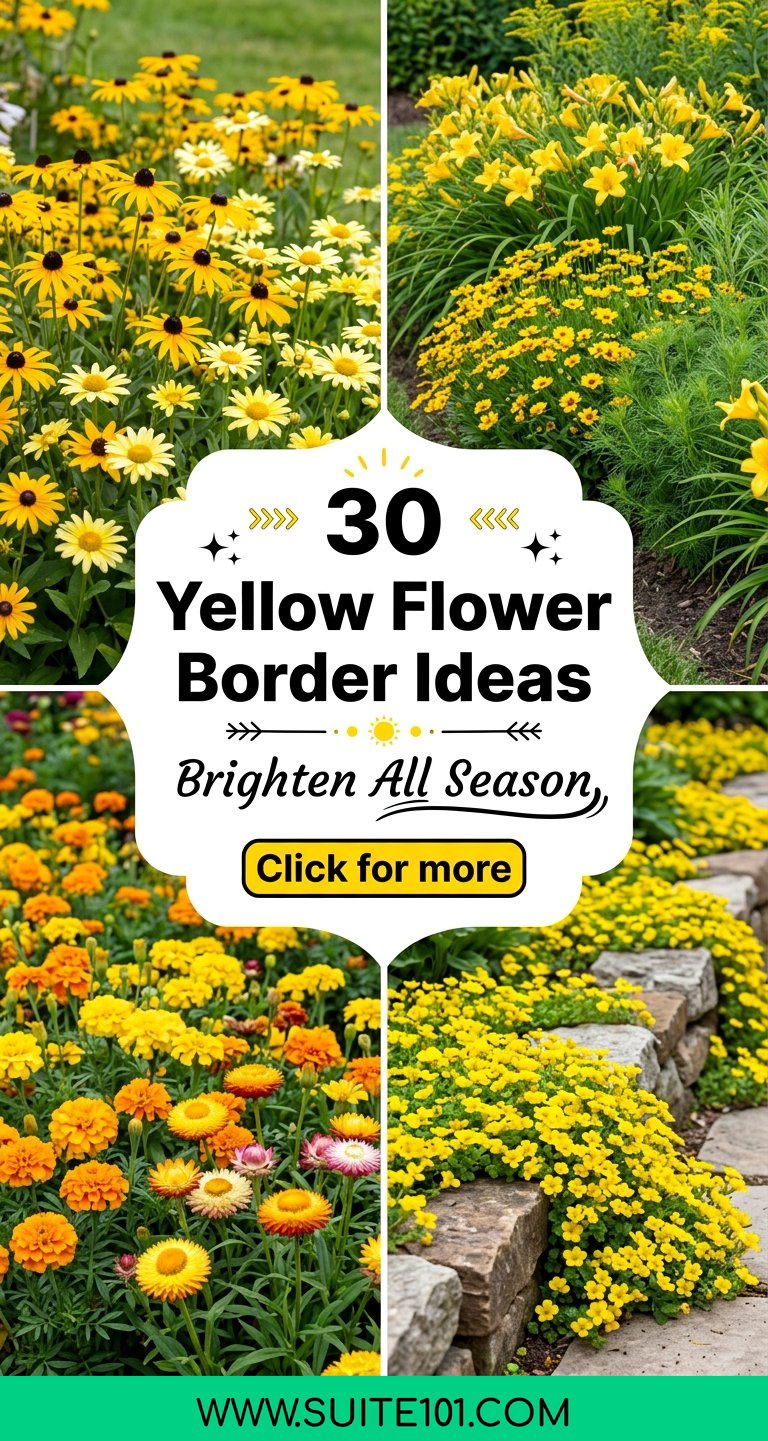 30 Yellow Flower Border Ideas to Brighten Your Garden All Season - 30 Yellow Flower Border Ideas to Brighten Your Garden All Season