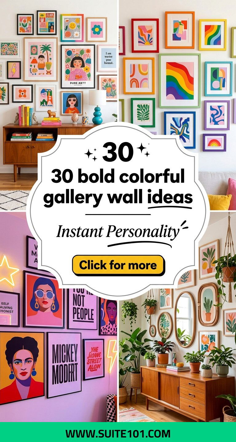 30 bold colorful gallery wall ideas For Instant Personality - 30 bold colorful gallery wall ideas For Instant Personality