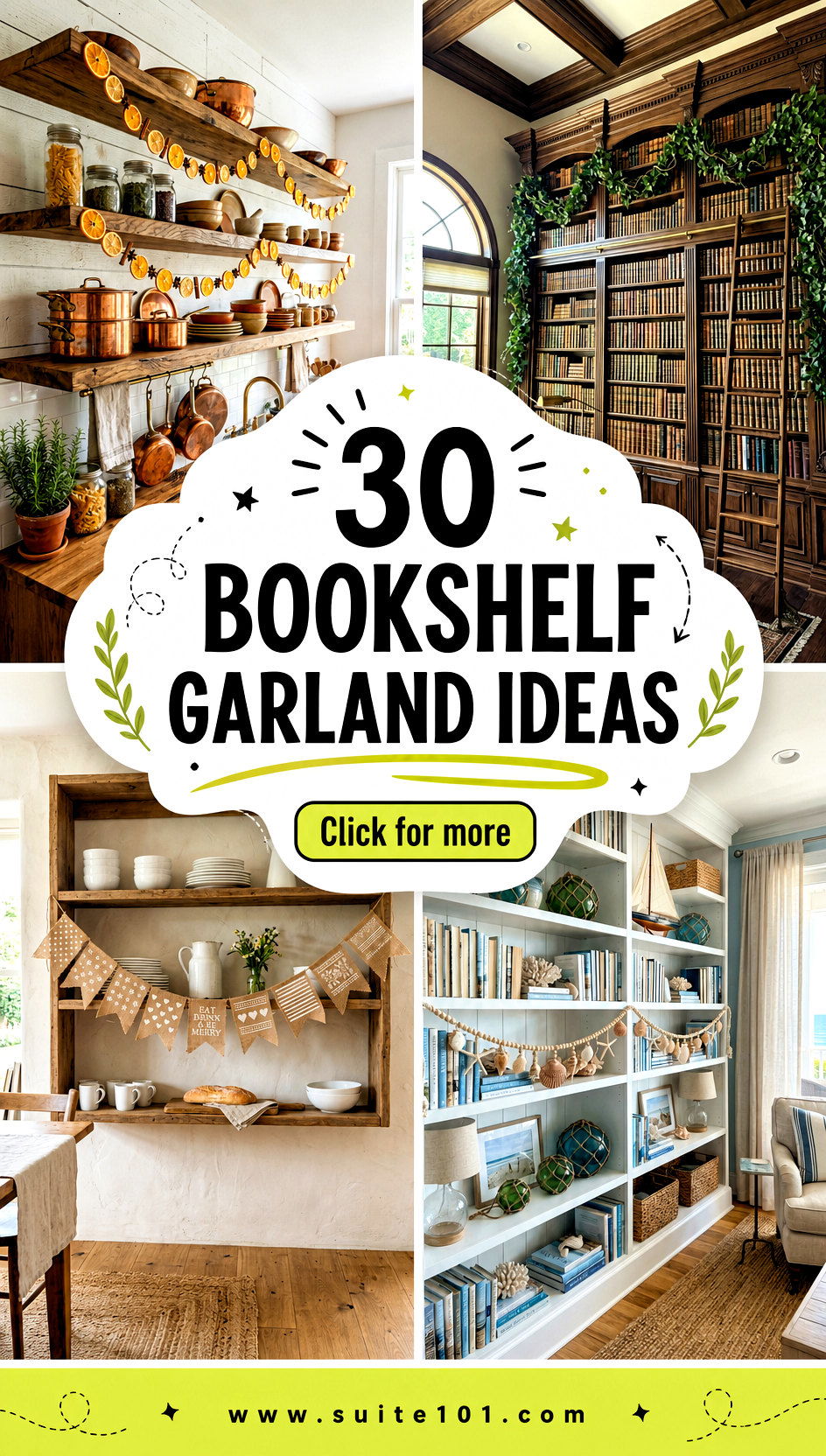 30 bookshelf garland ideas To Decorate Shelves For Every Holiday - 30 bookshelf garland ideas To Decorate Shelves For Every Holiday