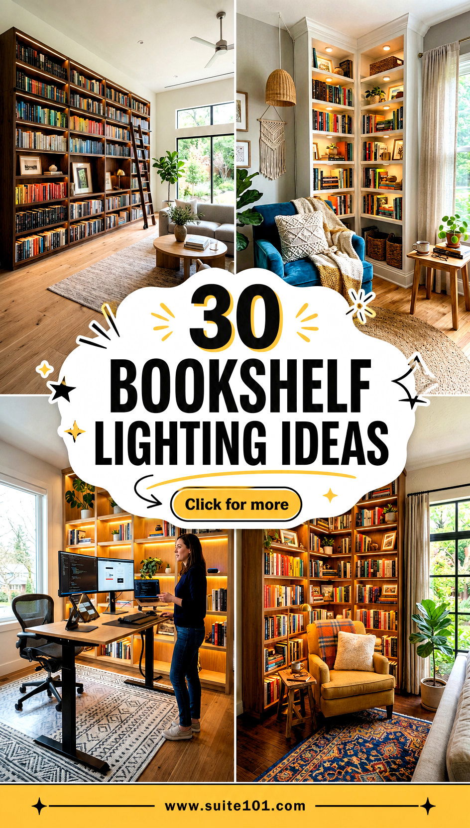 30 bookshelf lighting ideas To Create Cozy Ambiance At Night - 30 bookshelf lighting ideas To Create Cozy Ambiance At Night