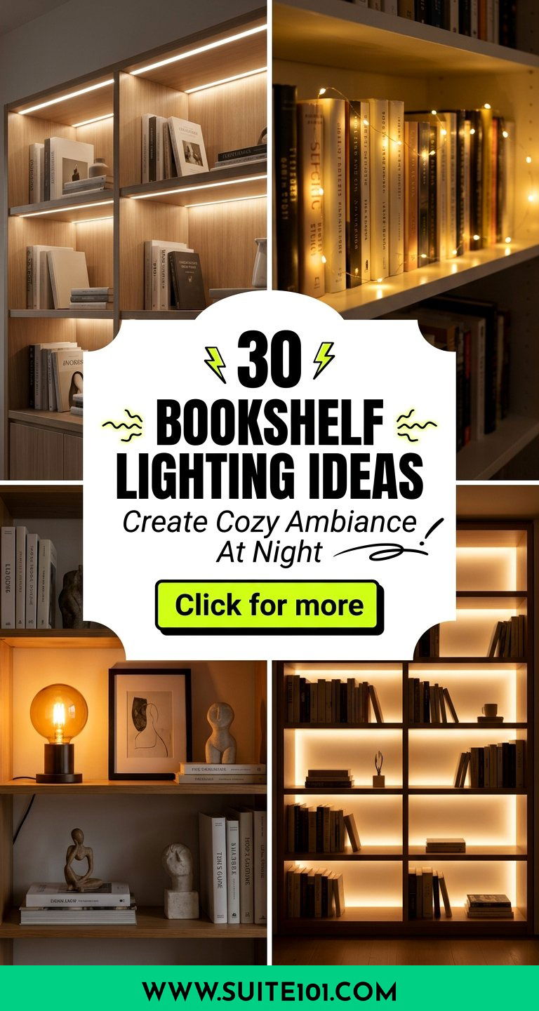 30 bookshelf lighting ideas To Create Cozy Ambiance At Night - 30 bookshelf lighting ideas To Create Cozy Ambiance At Night