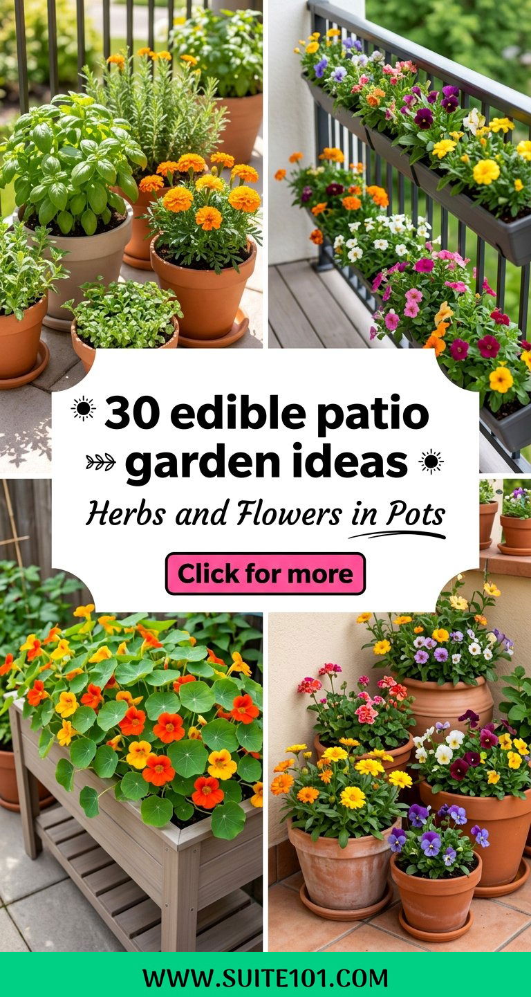 30 edible patio garden ideas for Herbs and Flowers in Pots - 30 edible patio garden ideas for Herbs and Flowers in Pots