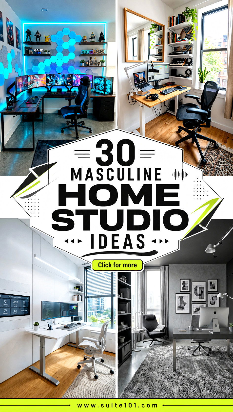 30 masculine home studio ideas for a Sleek Focused Setup - 30 masculine home studio ideas for a Sleek, Focused Setup