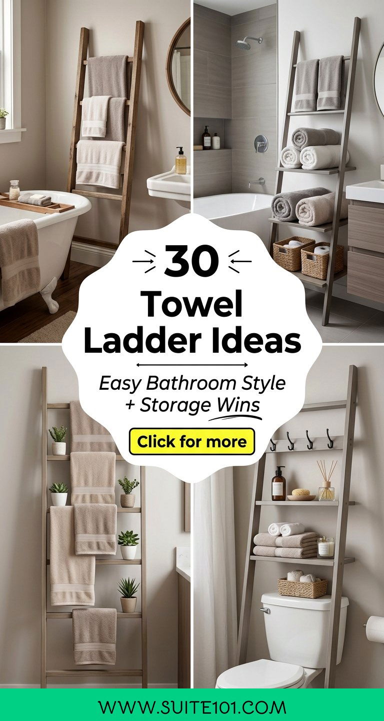 30 towel ladder ideas Easy Bathroom Style Storage Wins - 30 towel ladder ideas: Easy Bathroom Style + Storage Wins