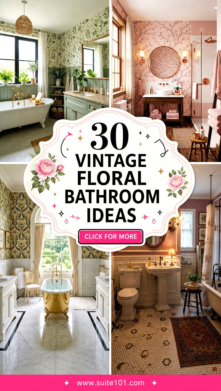 30 vintage floral bathroom ideas For a Fresh Timeless Spa Vibe - 30 vintage floral bathroom ideas For a Fresh, Timeless Spa Vibe