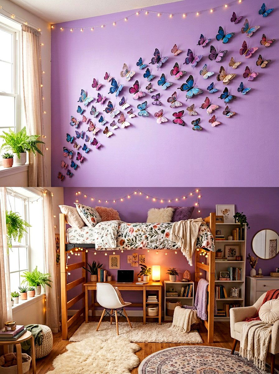 3D Butterfly Wall Stickers - 30 dorm wall decor ideas