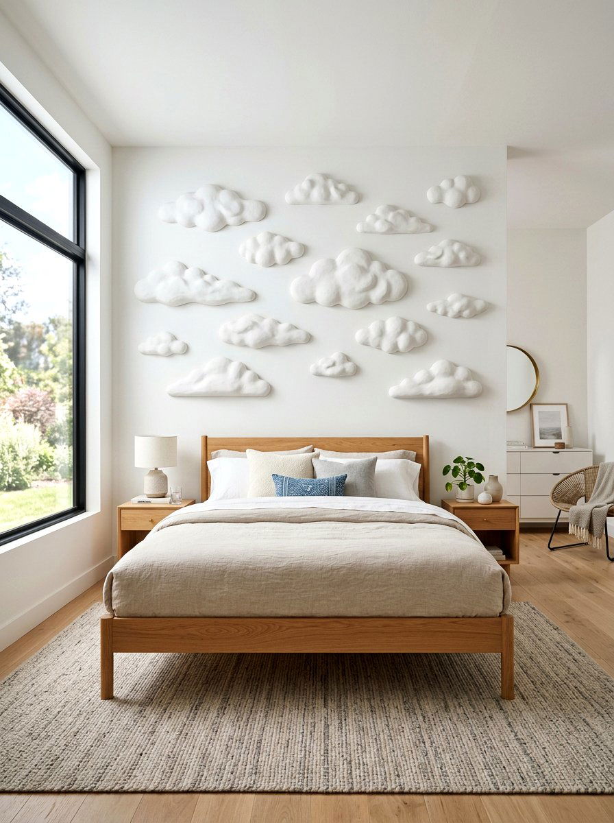 3D Cloud Wall Art - 30 cloud inspired bedroom ideas