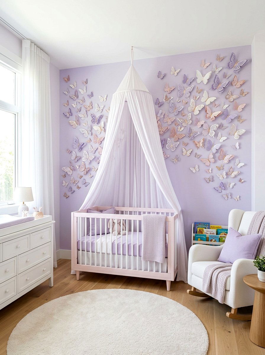 3D Paper Butterfly Decor - 30 nursery wall decor ideas