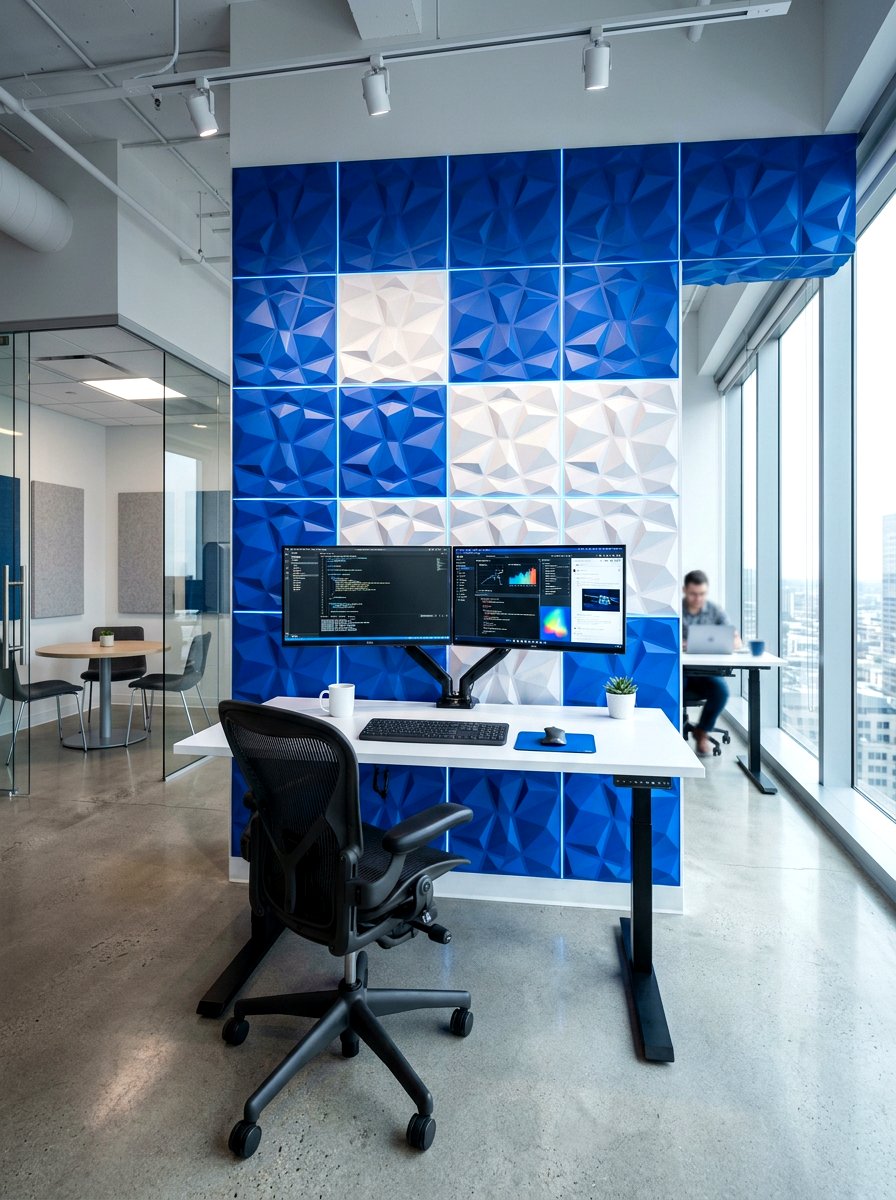 3D Wall Tiles - 30 acoustic office decor ideas