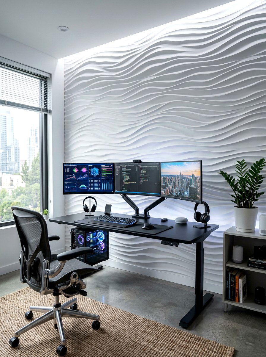 3D textured wall panels - 30 office accent wall ideas