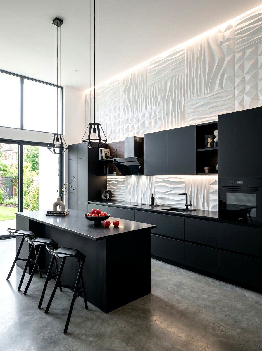 3D wall panels - 30 rental friendly kitchen backsplash ideas