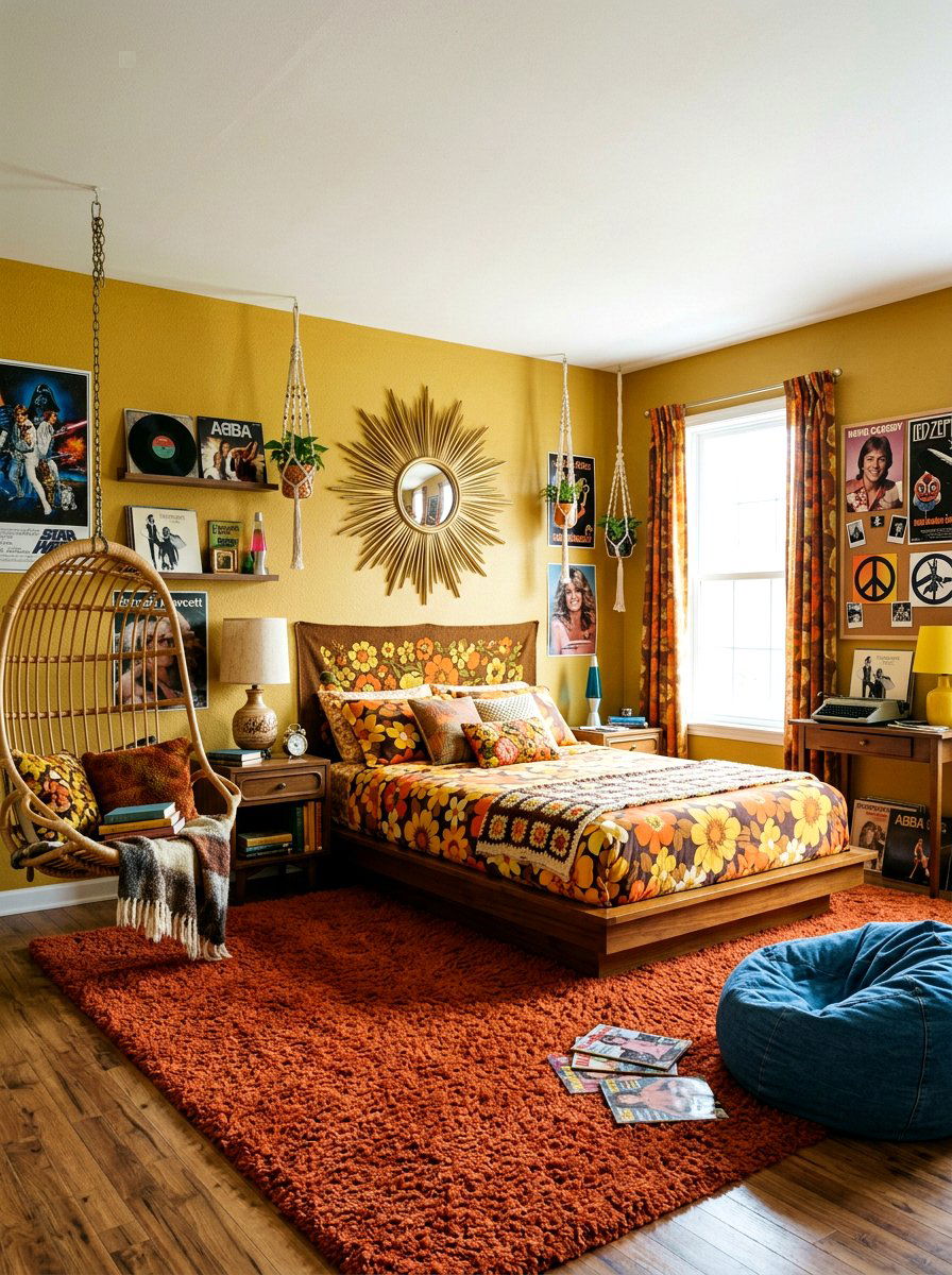 70s Retro Teen Bedroom - 30 girl teen room vintage ideas