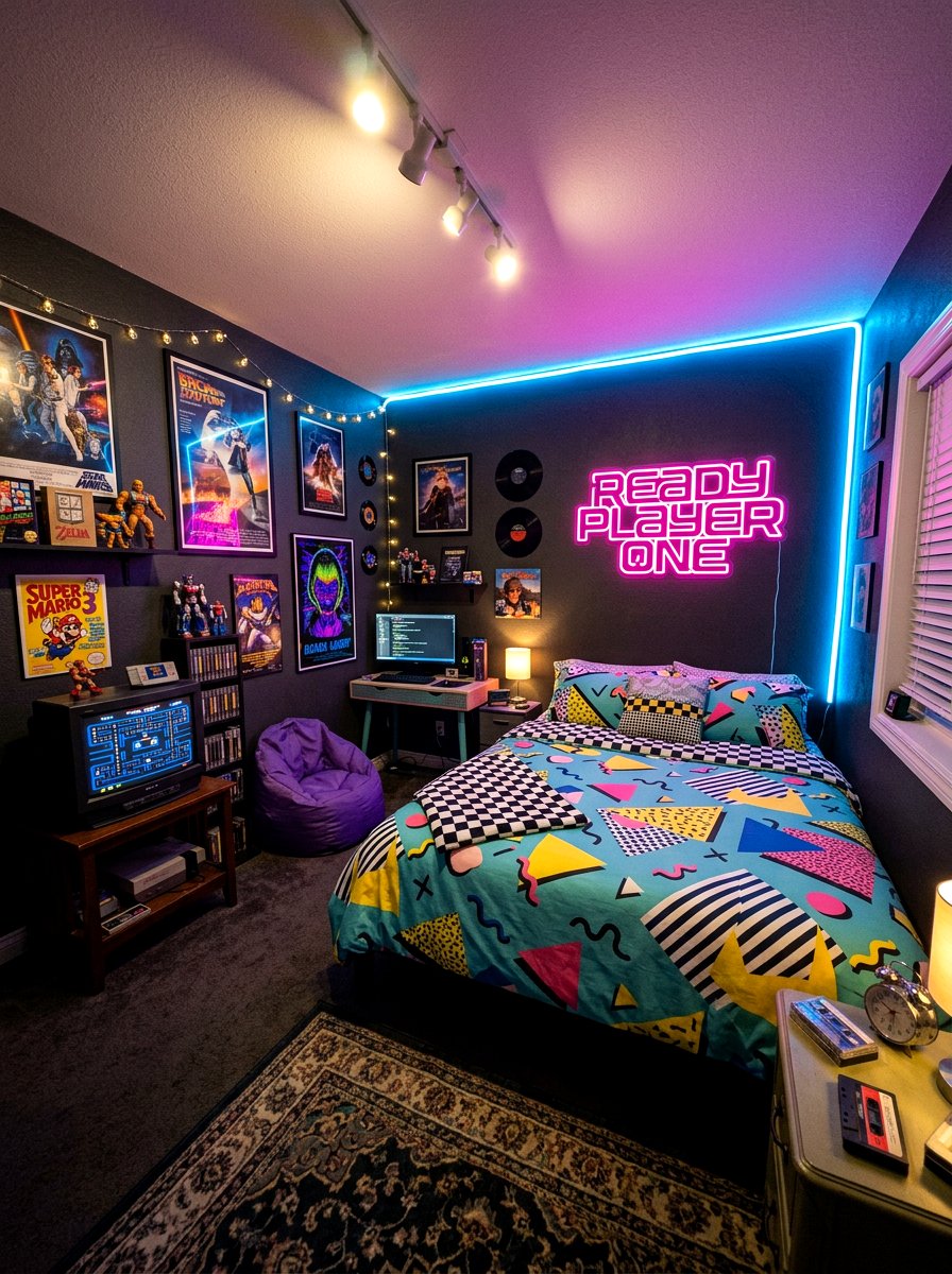 80s Neon Nostalgia Core Bedroom - 30 nostalgia core bedroom ideas