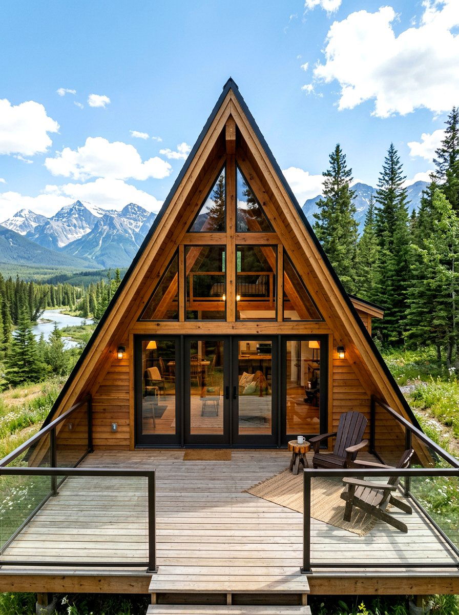 A Frame Cabin Porch - 30 cabin front porch ideas