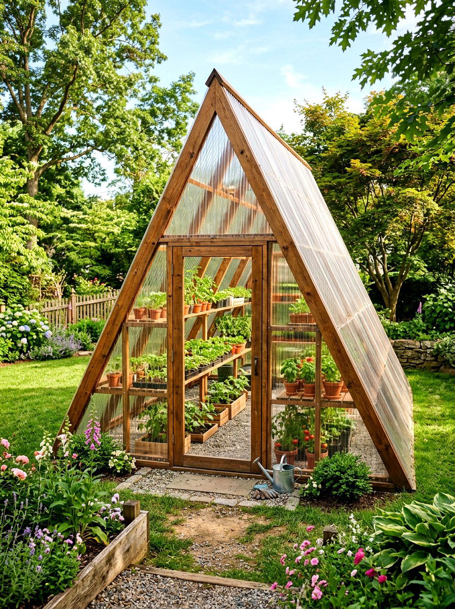 A Frame Greenhouse - 30 budget greenhouse ideas