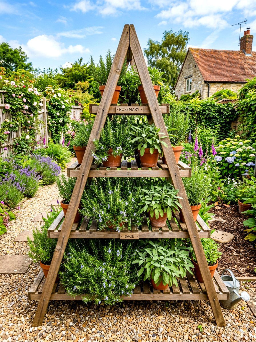 A Frame Herb Garden Shelf - 30 herb garden shelf ideas