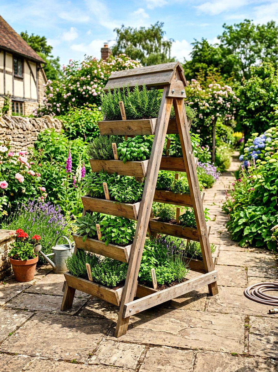 A Frame Herb Garden Stand - 30 tiered herb planter ideas