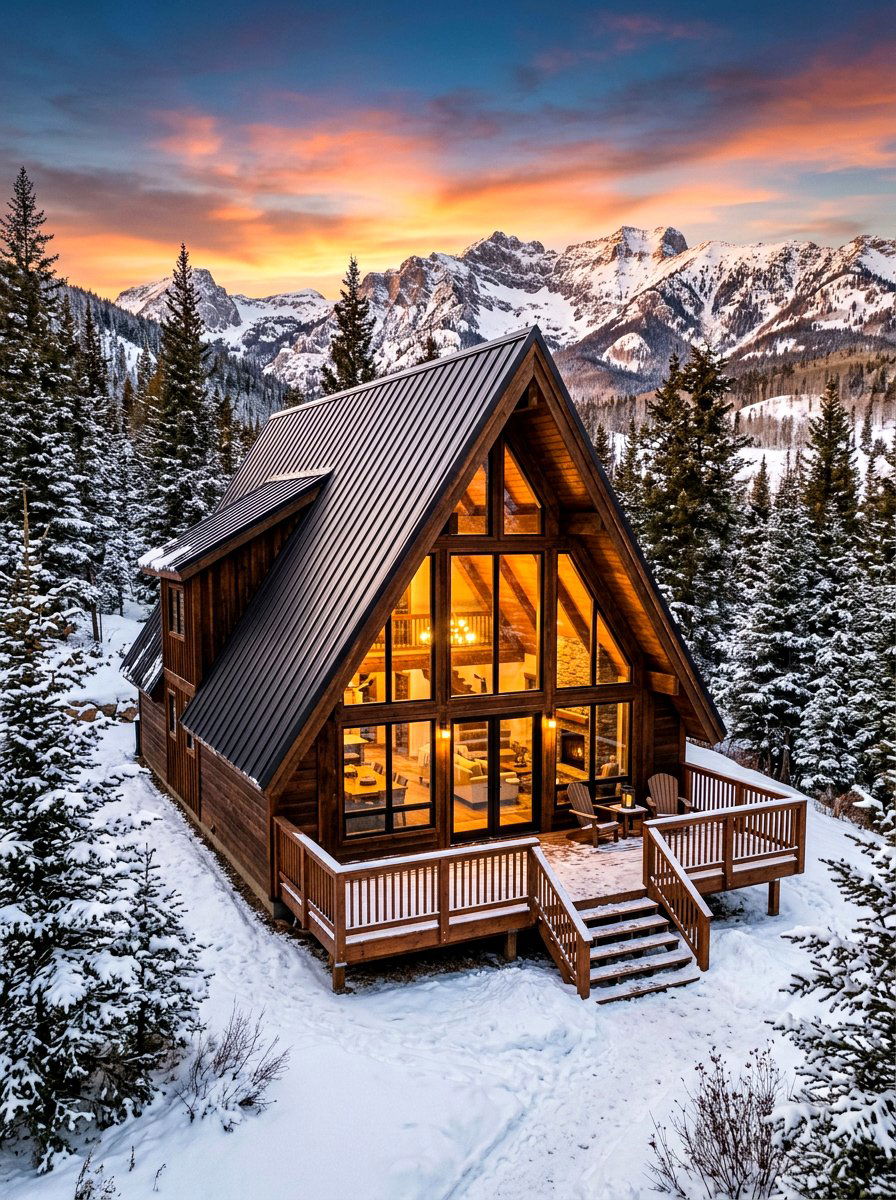 A Frame Mountain Home - 30 mountain house exterior ideas