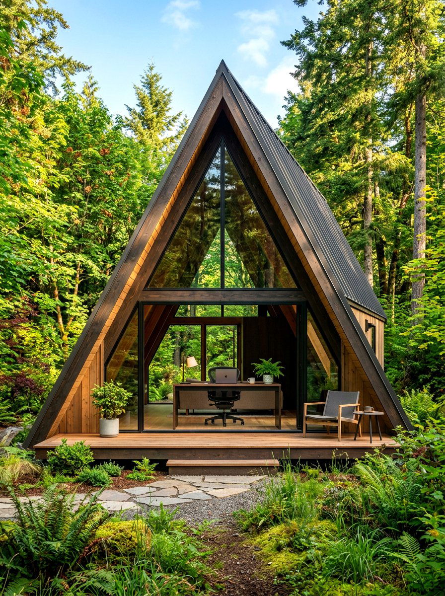 A Frame Office - 30 hidden garden room backyard ideas