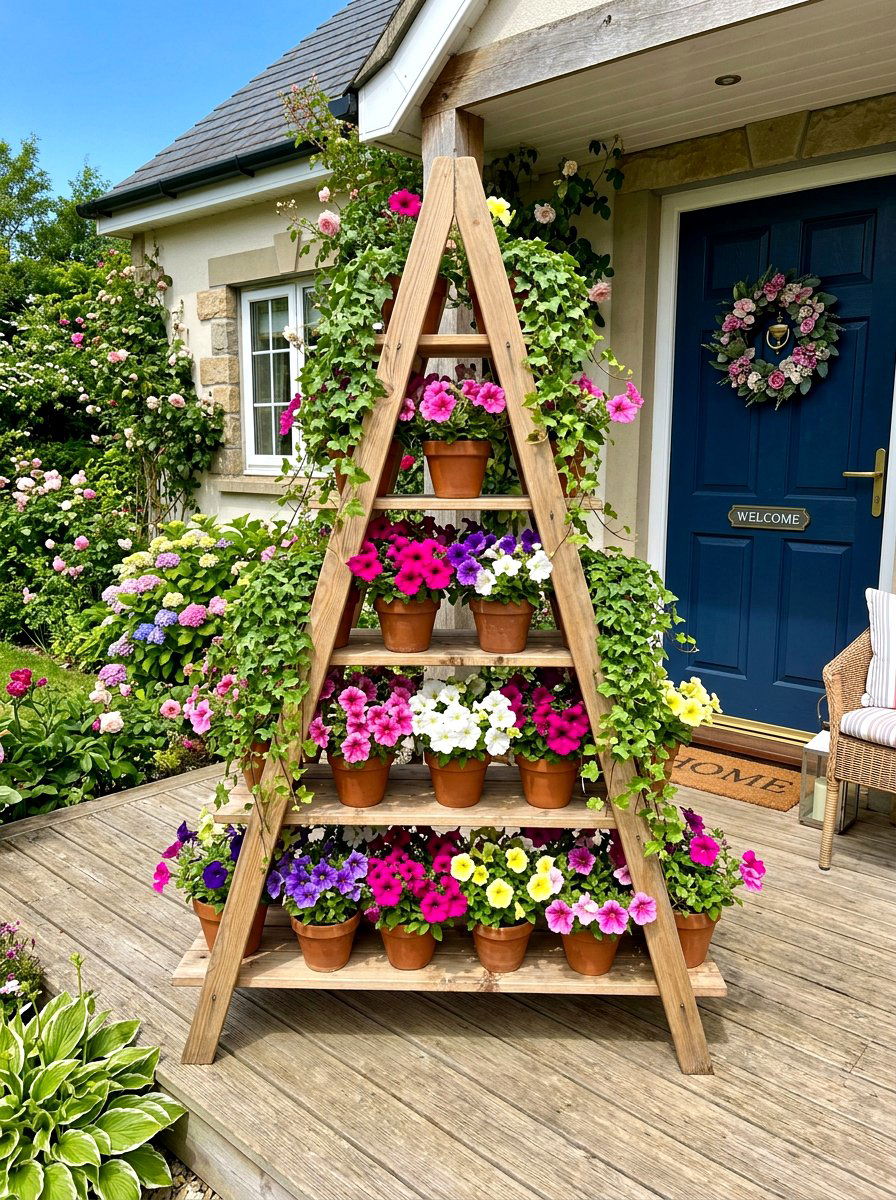 A Frame Plant Stand - 30 container garden stand ideas