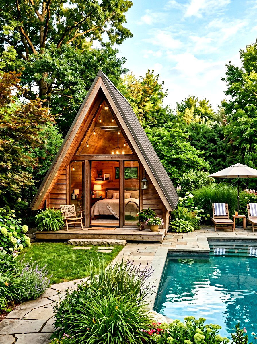 A Frame Pool Hut - 30 pool cabana ideas