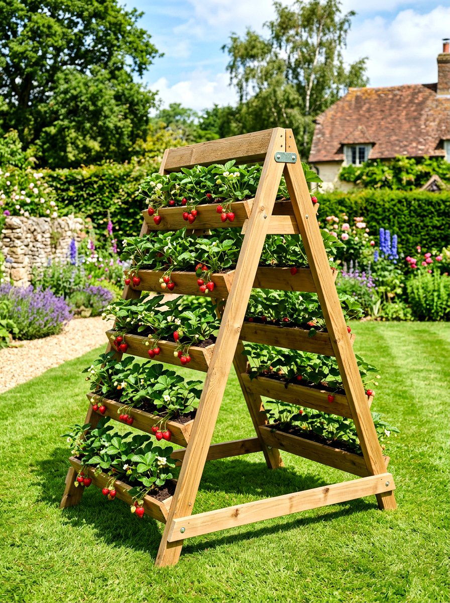 A Frame Strawberry Planter - 30 vertical strawberry garden ideas