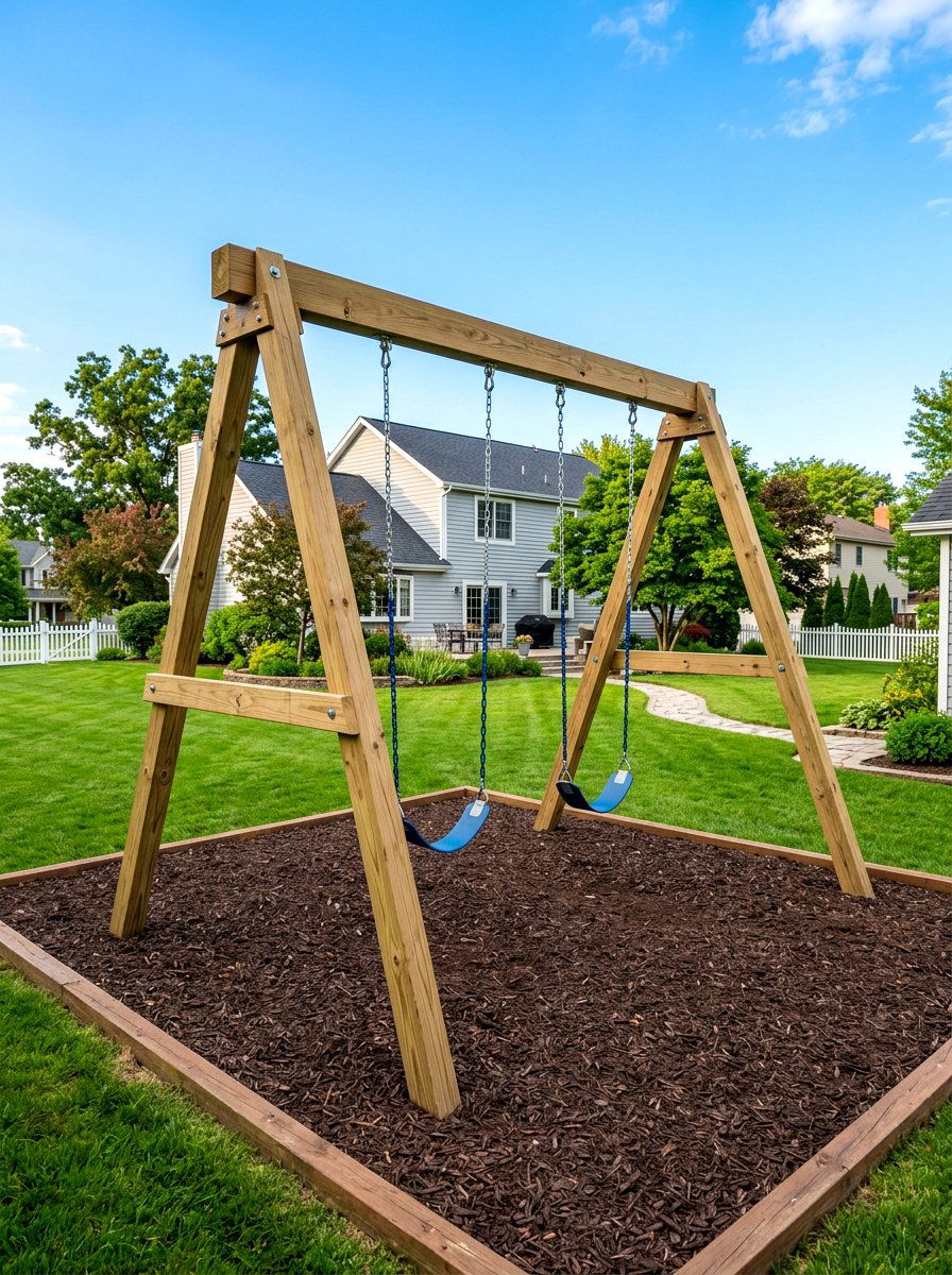 A Frame Swing Set - 30 backyard swing set ideas