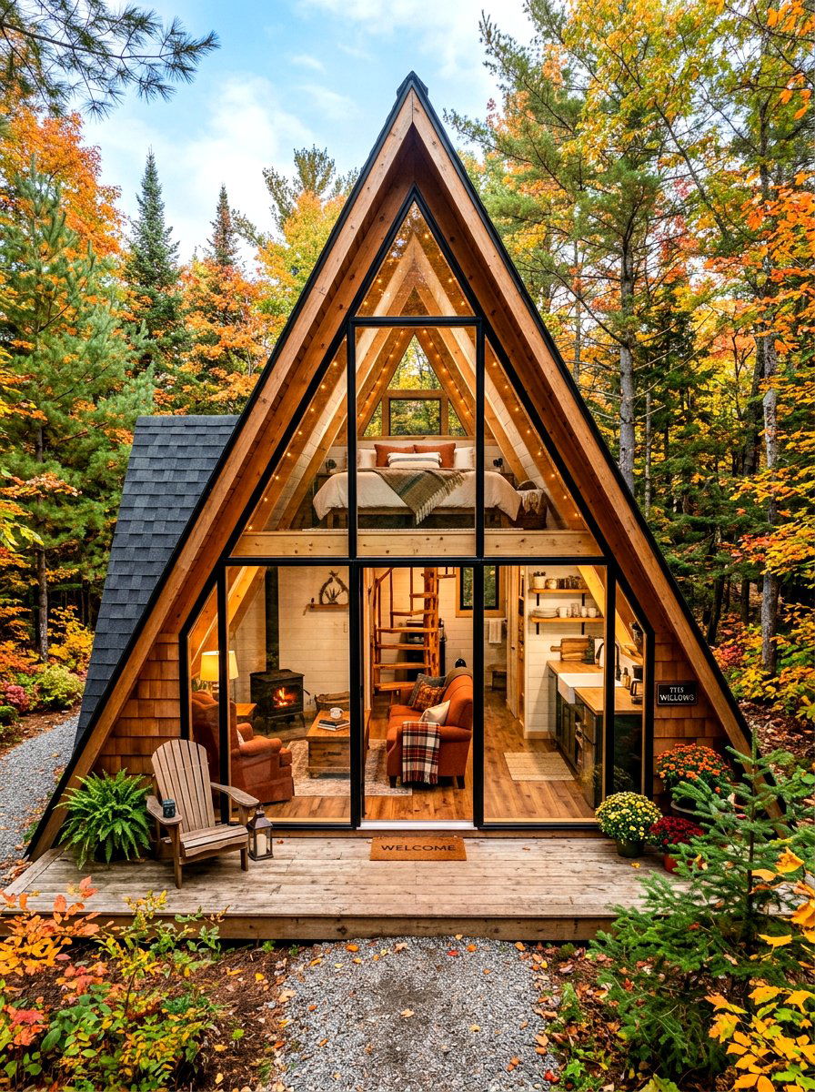 A Frame Tiny House - 30 cozy backyard room ideas